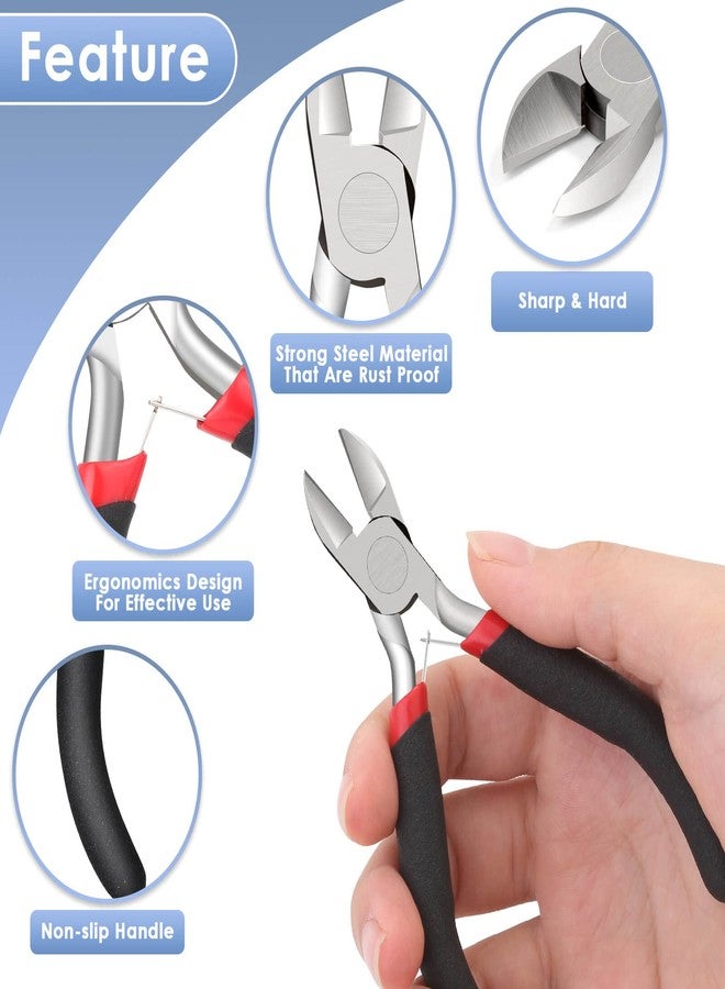 Billbotk Wire Cutters, Small Side Cutters for Crafts, Flush Cutting Pliers for Jewelry Making, Floral Wire Cutters for Artificial Flowers, Zip Tie Cutters for Cable Tie, Wire Cutting Tool for Guitar Strings - Image 4